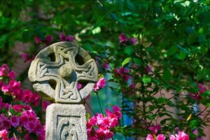 Celtic Cross with lovely flowers